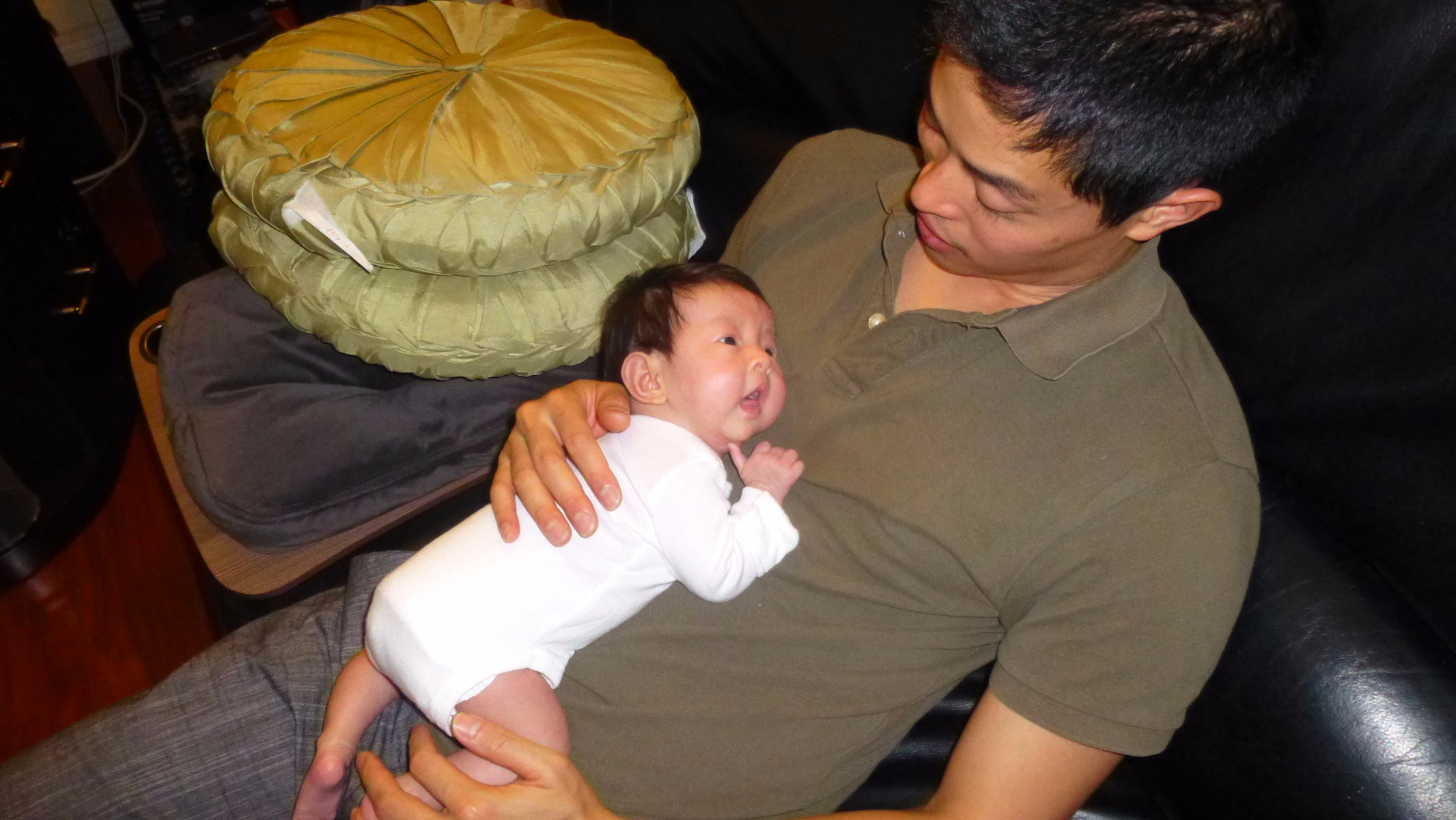 You feel happy when dady is holding you